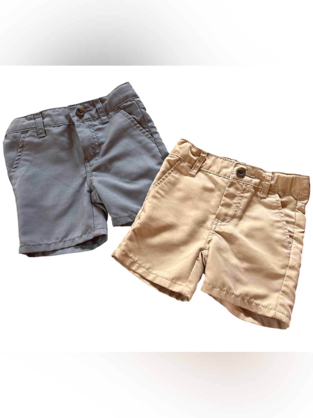 LIKE NEW - Bundle of Cat & Jack Quick Dry Chino Shorts - Size 18 M, Tan and Gray